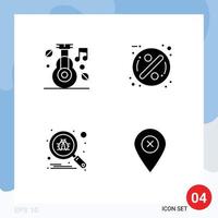 Pictogram Set of 4 Simple Solid Glyphs of alternative bug medicine badge search Editable Vector Design Elements