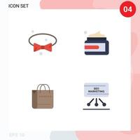 Modern Set of 4 Flat Icons and symbols such as bow handbag wear medical shop Editable Vector Design Elements