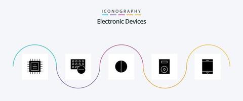 dispositivos glifo 5 5 icono paquete incluso ipad placa giratoria. suavizado tecnología. electrónica vector