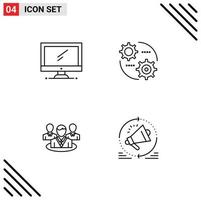 4 Creative Icons Modern Signs and Symbols of computer group imac setting gossip Editable Vector Design Elements