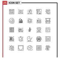 Line Pack of 25 Universal Symbols of protection programming happy development coding Editable Vector Design Elements