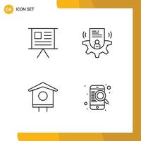 Modern Set of 4 Filledline Flat Colors and symbols such as business house marketing user bird house Editable Vector Design Elements