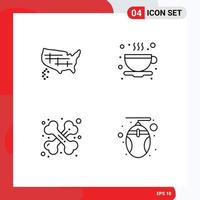 4 Creative Icons Modern Signs and Symbols of map medical usa coffee computer Editable Vector Design Elements