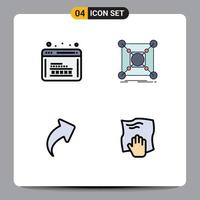 Universal Icon Symbols Group of 4 Modern Filledline Flat Colors of coding hub web center up Editable Vector Design Elements