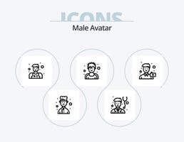 masculino avatar línea icono paquete 5 5 icono diseño. . hombre. militar. asistente. hombre vector