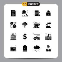 16 Universal Solid Glyph Signs Symbols of web security document lock invoice Editable Vector Design Elements