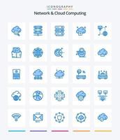 Creative Network And Cloud Computing 25 Blue icon pack  Such As data. file. upload. computing. computer vector