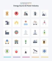 Creative Energy Source And Power Industry 25 Flat icon pack  Such As construction. oil. power. industry. industry vector