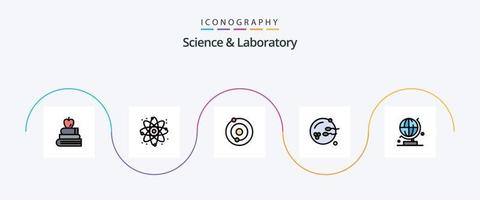 Ciencias línea lleno plano 5 5 icono paquete incluso . globo. sistema. mundo. reproducción vector