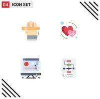 4 Universal Flat Icon Signs Symbols of education computer learning date graph Editable Vector Design Elements