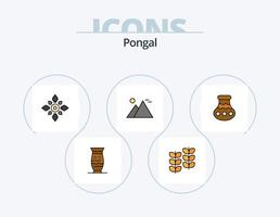 pongal línea lleno icono paquete 5 5 icono diseño. . café. alimento. caliente. té vector