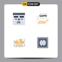 valores vector icono paquete de 4 4 línea señales y símbolos para aplicación tambor desarrollar gdpr instrumento editable vector diseño elementos