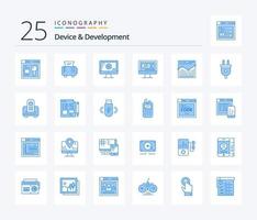 dispositivo y desarrollo 25 azul color icono paquete incluso sitio web. análisis. monitor. educación. código vector