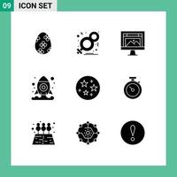 Pack of 9 creative Solid Glyphs of science shuttle women cosmos image Editable Vector Design Elements