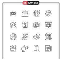 16 Thematic Vector Outlines and Editable Symbols of magnify wheel cam setting technology Editable Vector Design Elements