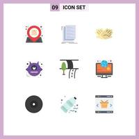 Stock Vector Icon Pack of 9 Line Signs and Symbols for halloween animal files relations help Editable Vector Design Elements