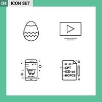 Universal Icon Symbols Group of 4 Modern Filledline Flat Colors of easter online shop video basket insurance Editable Vector Design Elements