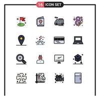 16 Creative Icons Modern Signs and Symbols of bride location transport geo tulip Editable Creative Vector Design Elements