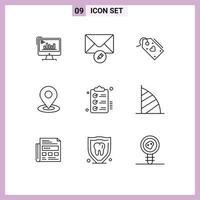Outline Pack of 9 Universal Symbols of pin location message offer valentine Editable Vector Design Elements