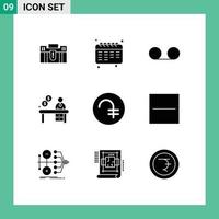 Pictogram Set of 9 Simple Solid Glyphs of reception contact education business message Editable Vector Design Elements