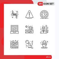 9 Creative Icons Modern Signs and Symbols of cactus computer logistic laptop time Editable Vector Design Elements