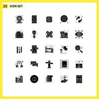 Set of 25 Modern UI Icons Symbols Signs for resources arrows cpu target archery Editable Vector Design Elements