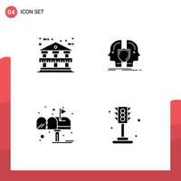 Modern Set of 4 Solid Glyphs Pictograph of architecture letter man identity post Editable Vector Design Elements