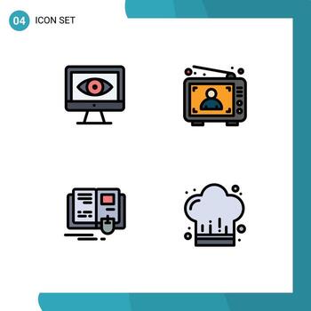 usuario interfaz paquete de 4 4 básico línea de relleno plano colores de computadora educación anuncio hombre ratón editable vector diseño elementos