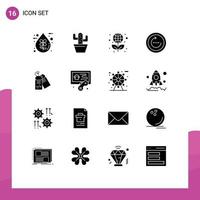 Mobile Interface Solid Glyph Set of 16 Pictograms of ui reload spring refresh science Editable Vector Design Elements