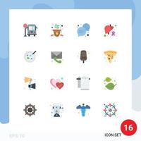 Pack of 16 creative Flat Colors of analysis petri conversation sick illness Editable Pack of Creative Vector Design Elements