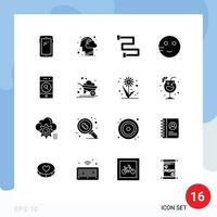 16 Solid Glyph concept for Websites Mobile and Apps people school mind emojis rail Editable Vector Design Elements