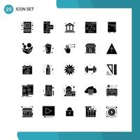 25 User Interface Solid Glyph Pack of modern Signs and Symbols of devices interface search engine smart phone interface building Editable Vector Design Elements