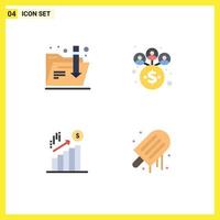 Group of 4 Modern Flat Icons Set for download dollar business business ice Editable Vector Design Elements