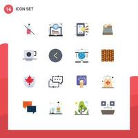 Mobile Interface Flat Color Set of 16 Pictograms of coffee shopping digital printer fax Editable Pack of Creative Vector Design Elements