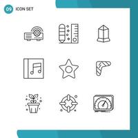 Outline Pack of 9 Universal Symbols of media music scale media crypto currency Editable Vector Design Elements