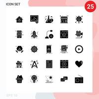 Pictogram Set of 25 Simple Solid Glyphs of designer shop photo market store info Editable Vector Design Elements