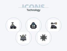 tecnología línea lleno icono paquete 5 5 icono diseño. tecnología. cámara. móvil. visión. gerente vector