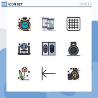 9 Universal Filledline Flat Color Signs Symbols of medical medicine move coding refresh Editable Vector Design Elements