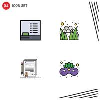 4 Creative Icons Modern Signs and Symbols of blackboard contract egg festival document Editable Vector Design Elements