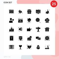 Group of 25 Modern Solid Glyphs Set for computer conference motion business medical Editable Vector Design Elements