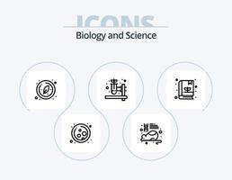 biología línea icono paquete 5 5 icono diseño. laboratorio. ajuste. ciencia. planta. ambiente vector