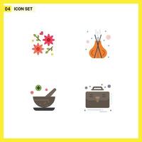 4 Thematic Vector Flat Icons and Editable Symbols of flower herbal wedding spa business Editable Vector Design Elements