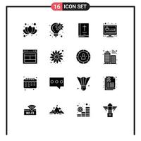 User Interface Pack of 16 Basic Solid Glyphs of layout security bible account password Editable Vector Design Elements