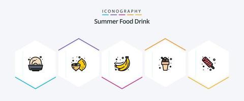 Summer Food Drink 25 FilledLine icon pack including ice cream. summer. food. summer. meal vector