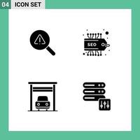 Solid Glyph Pack of 4 Universal Symbols of find transport error tag security Editable Vector Design Elements