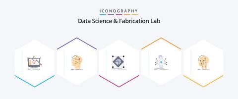 Data Science And Fabrication Lab 25 Flat icon pack including datum. analysis. key. preparation. grid vector