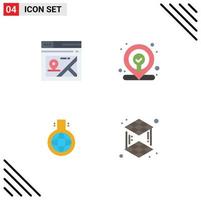 Modern Set of 4 Flat Icons and symbols such as web chemistery map map cube Editable Vector Design Elements