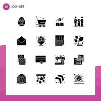 User Interface Pack of 16 Basic Solid Glyphs of business partners businessman cooperation partners collaboration Editable Vector Design Elements