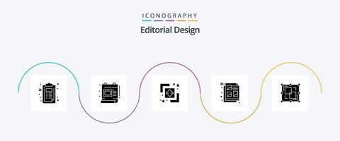 Editorial Design Glyph 5 Icon Pack Including drawing. idea. difference. document. creative vector