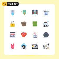 Mobile Interface Flat Color Set of 16 Pictograms of password repair page website error Editable Pack of Creative Vector Design Elements